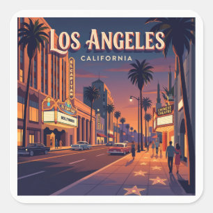 Hollywood Boulevard Los Angeles California Square Sticker