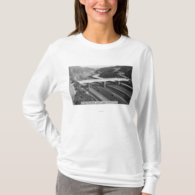 Hollywood, CA Cahuenga Pass Freeway View T-Shirt (Front)
