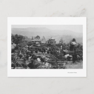 Hollywood, CA Japanese Gardens Miniature Village Postcard