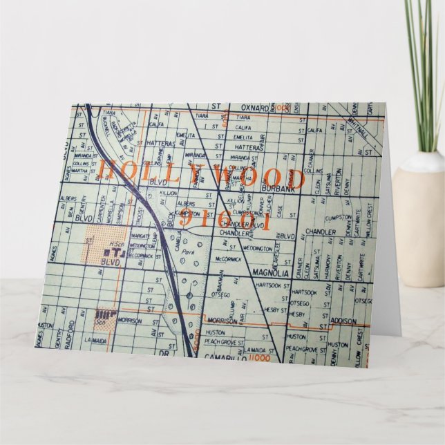 Hollywood, CA Vintage Map Card (Front)