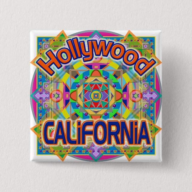 Hollywood CALIFORNIA Happy Button (Front)