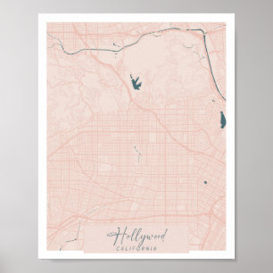 Hollywood California Pink and Blue Cute Script Poster