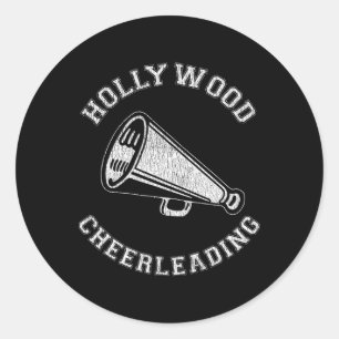 Hollywood Cheer Distressed Retro 90's Cheerleader Classic Round Sticker