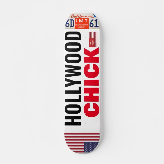 HOLLYWOOD CHICK  USA 7 3/4" Skateboard Deck (Front)