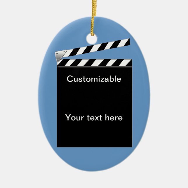 Hollywood Clapper Board Customisable Ceramic Ornament (Front)