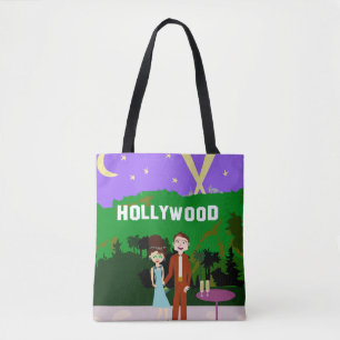 Hollywood Date Retro Character Illustration Design Tote Bag