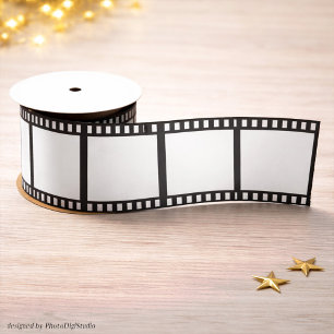 Hollywood Film Strip Party Tape, Black and White Satin Ribbon