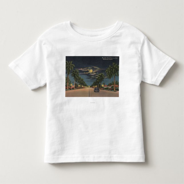 Hollywood, FL - Moonlight View over Hollywood Toddler T-Shirt (Front)