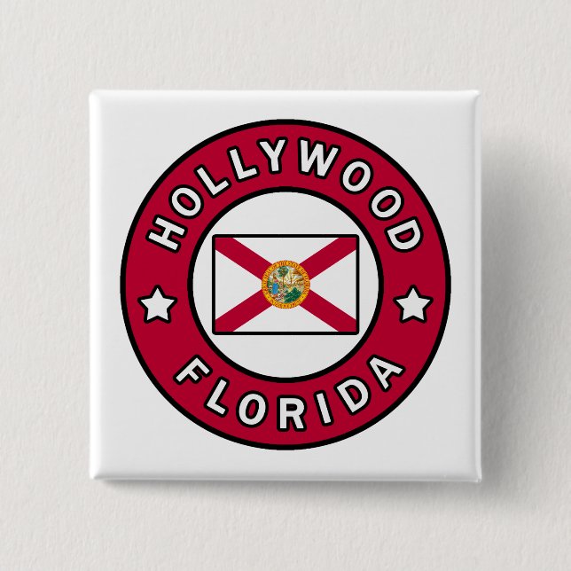 Hollywood Florida 15 Cm Square Badge (Front)