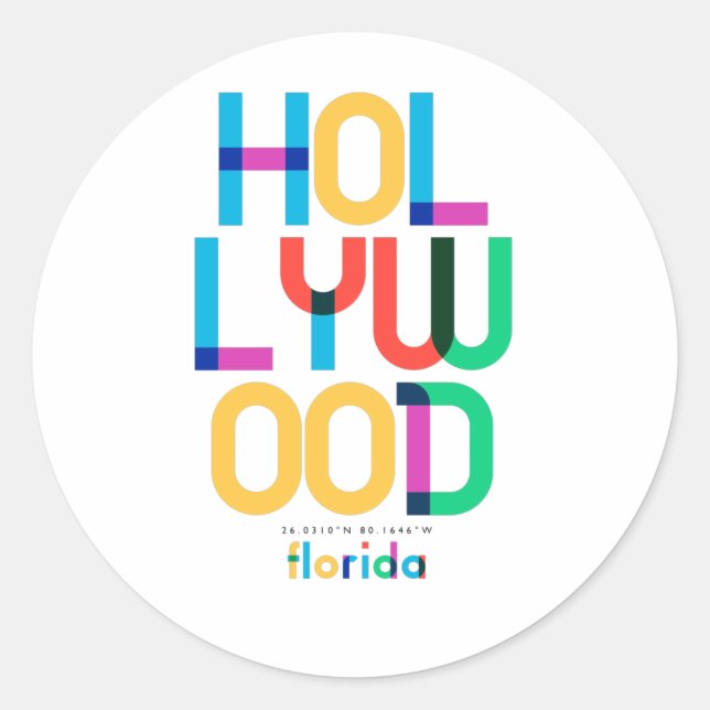 Hollywood Florida Mid Century, Pop Art, Classic Round Sticker (Front)