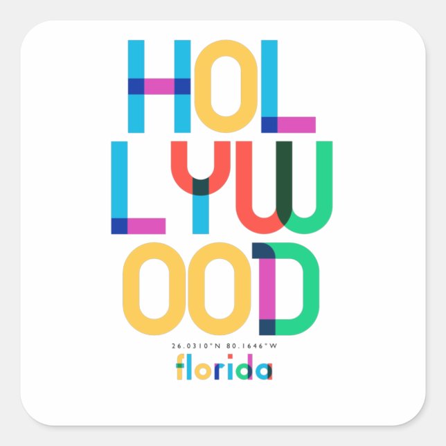 Hollywood Florida Mid Century, Pop Art, Square Sticker (Front)