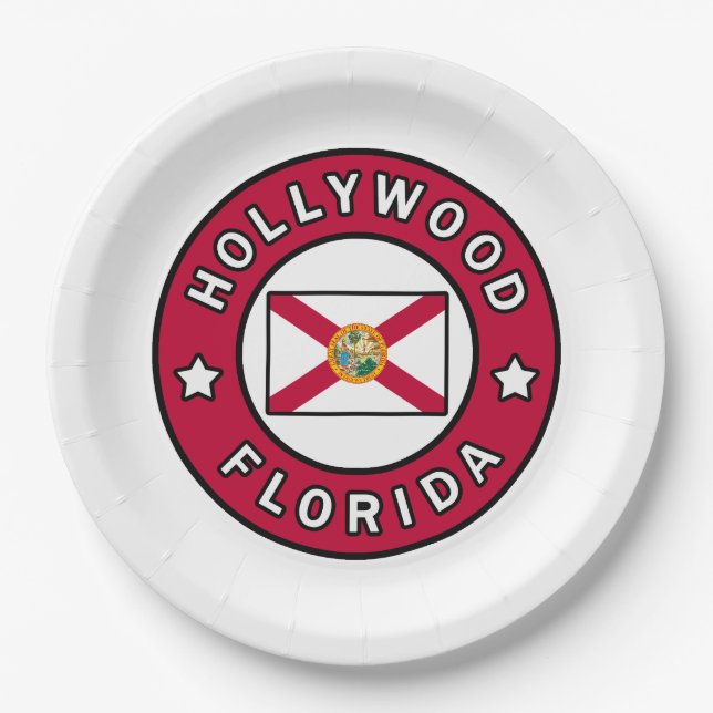 Hollywood Florida Paper Plate (Front)