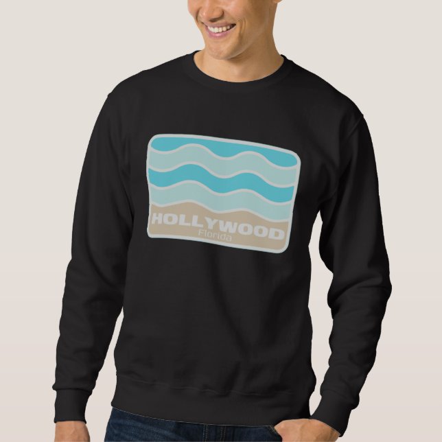 Hollywood Florida Retro FL Waves Beach Souvenir Sweatshirt (Front)