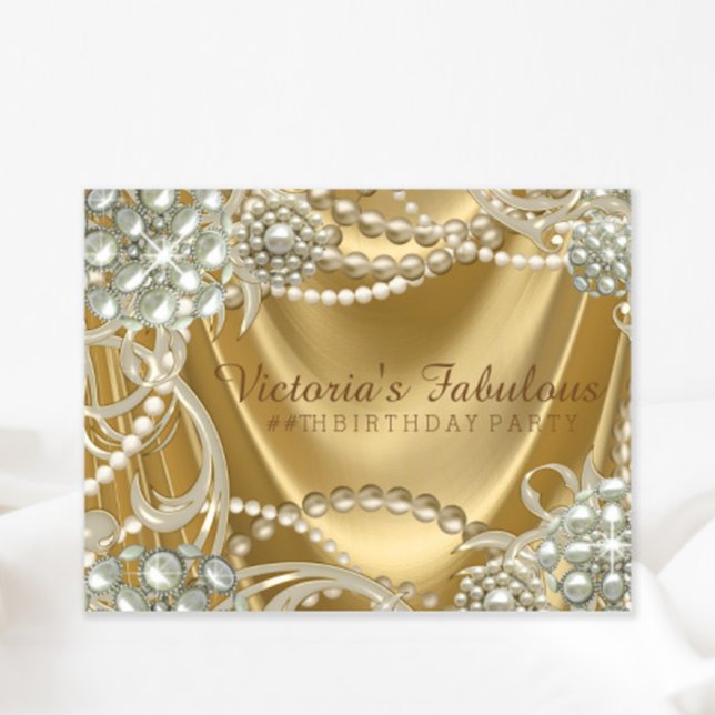 Hollywood Glam Pearl Birthday Party Invitation (You can change all of the text for your event on this elegant any occasion invitation.)