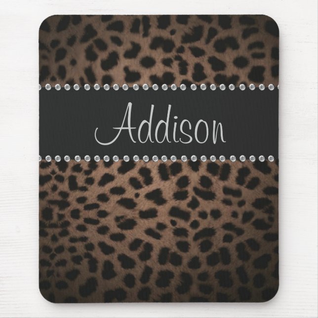 Hollywood Glam Rhinestone Leopard Bling Binder Mouse Pad (Front)