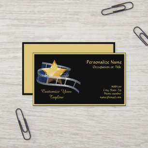 Hollywood Gold Star Movie Filmstrip Personalised Business Card
