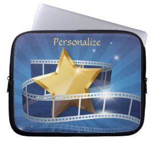 Hollywood Gold Star Movie Filmstrip Personalised Laptop Sleeve