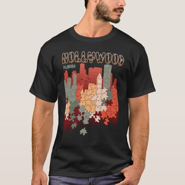 Hollywood In Florida Travel Souvenir T-Shirt (Front)