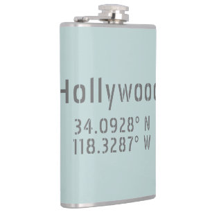 Hollywood Latitude Longitude Hip Flask