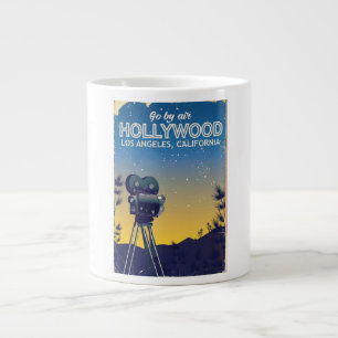 Hollywood Los Angeles California travel poster Large Coffee Mug