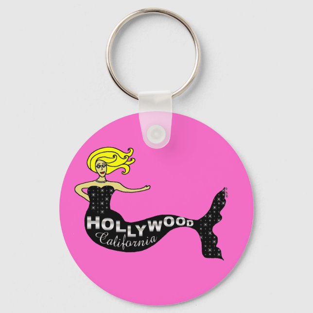 Hollywood Mermaid (pink) Key Ring (Front)
