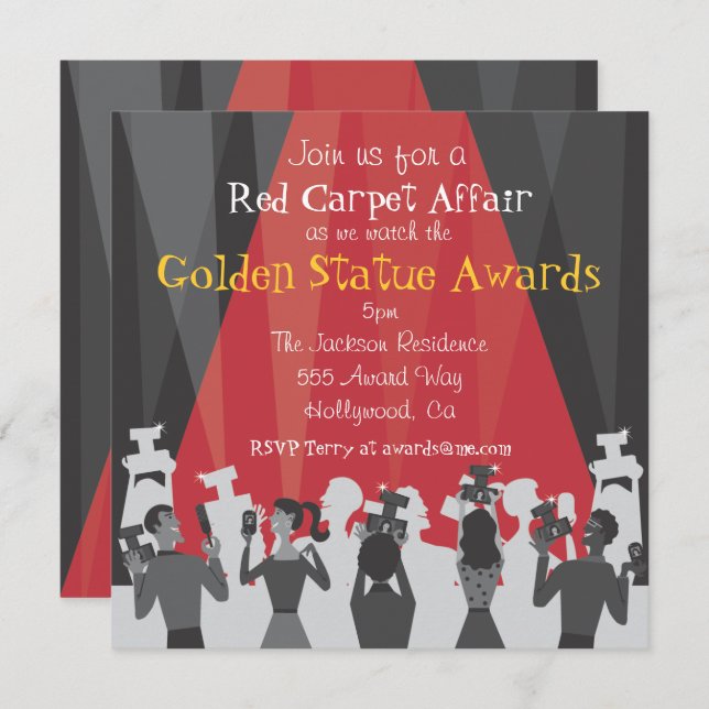 Hollywood Movie Award Party Invitation (Front/Back)
