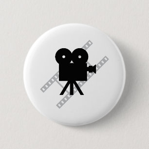 hollywood movie cine camera film 6 cm round badge