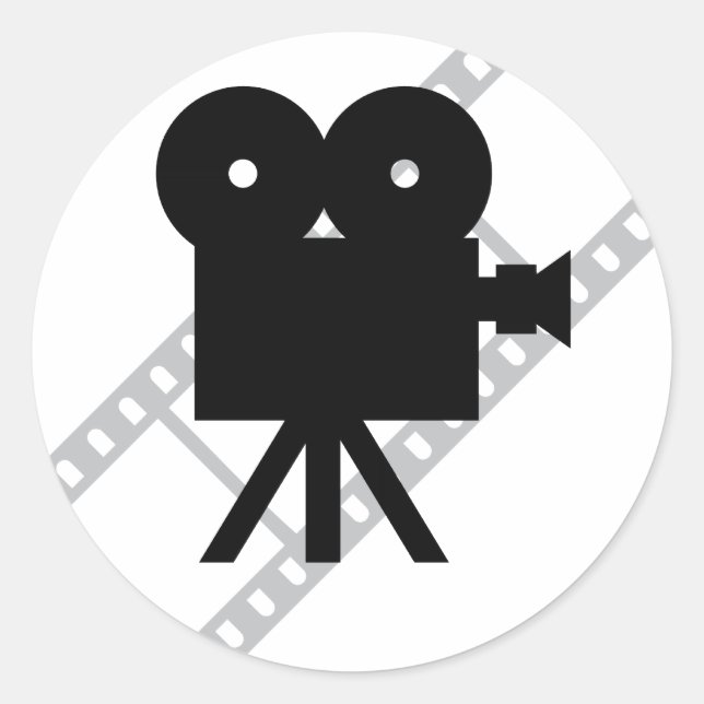 hollywood movie cine camera film classic round sticker (Front)