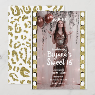 Hollywood Movie Film White Cheetah Sweet 16 Photo  Invitation