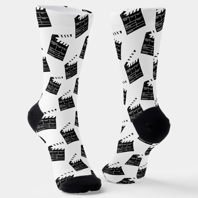 Hollywood Movie Filmmaker Fun Clapperboard Socks (Angled)