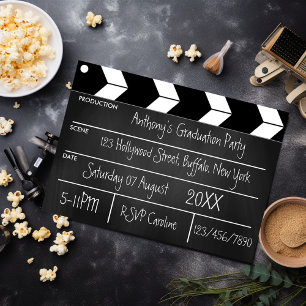 Hollywood Movie Graduation Party Chalkboard  Invitation