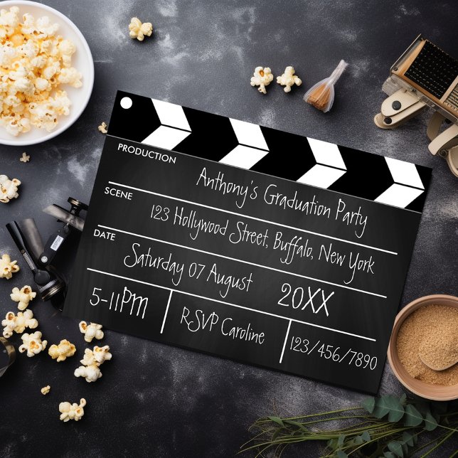 Hollywood Movie Graduation Party Chalkboard  Invitation (Creator Uploaded)
