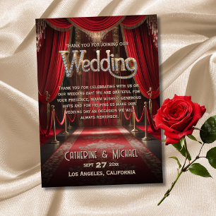 Hollywood Movie Red Carpet Premiere Wedding Thank You Card