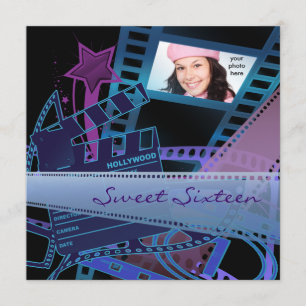 Hollywood Movie Star Sweet 16 Birthday Party Invitation
