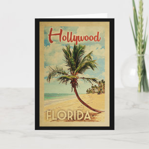 Hollywood Palm Tree Vintage Travel Card