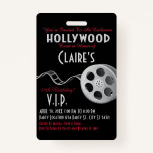 Hollywood Party Invitation ID Badge