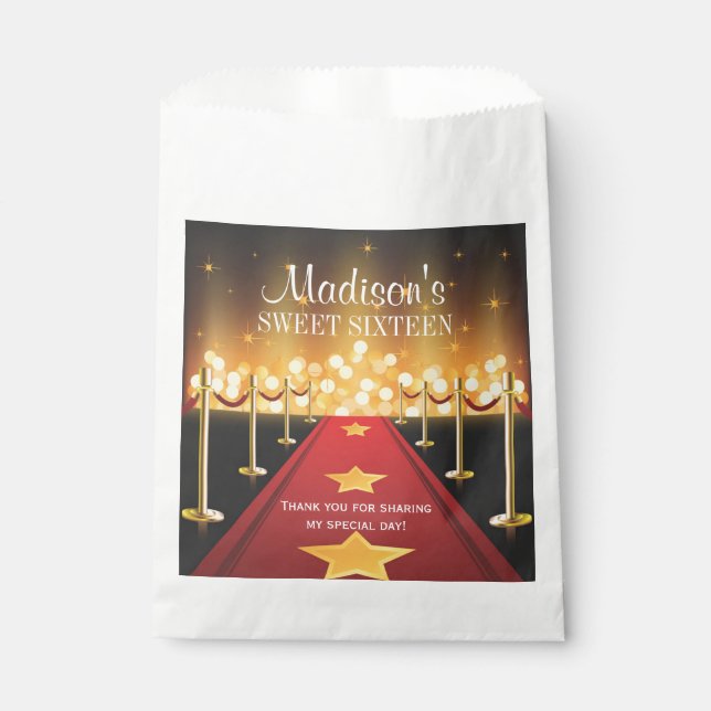 Hollywood Red Carpet Sweet 16 Favour Candy Bag (Front)