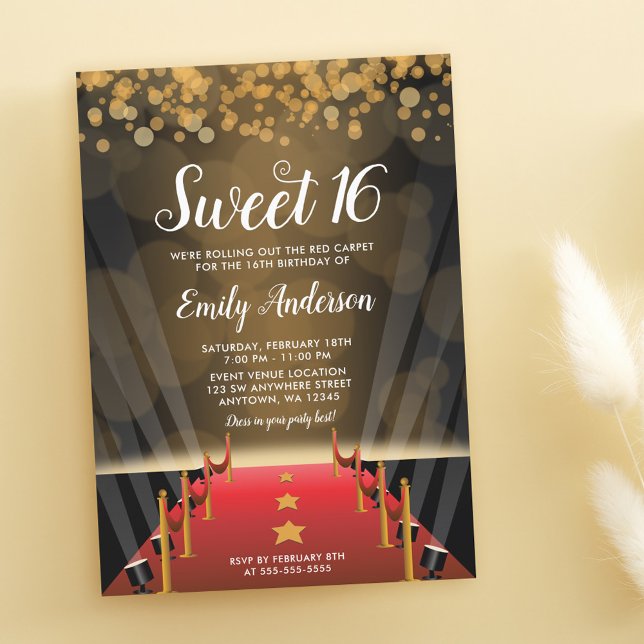Hollywood Red Carpet Sweet 16 Invitation (Creator Uploaded)