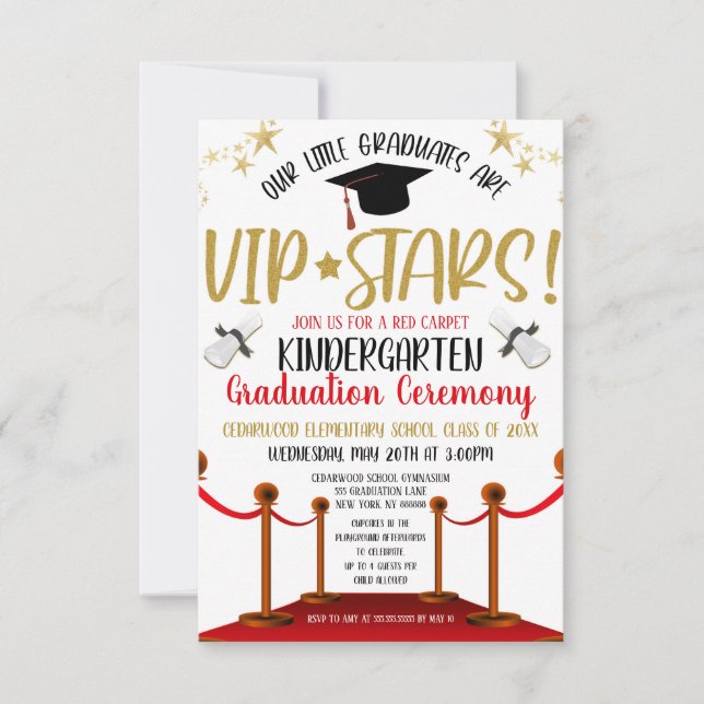 Hollywood Red Carpet Theme Graduation Invitation (Front)