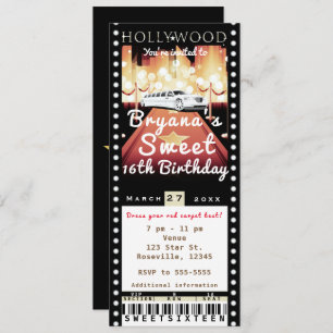 Hollywood Red Carpet VIP Party Ticket Invitation