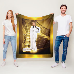 Hollywood Regency Glamourous Diva Golden  Fleece Blanket