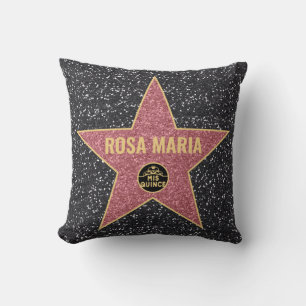Hollywood Star Glitter Quinceañera 16" Pillow