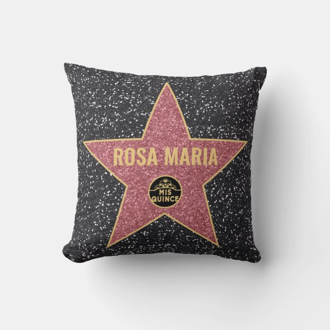 Hollywood Star Glitter Quinceañera 16" Pillow (Front)