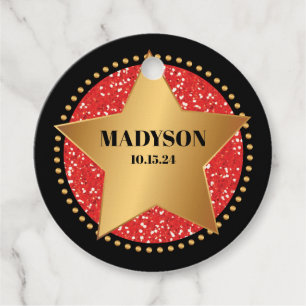 HOLLYWOOD STAR Sparkle Birthday Party Gift Favour Tags