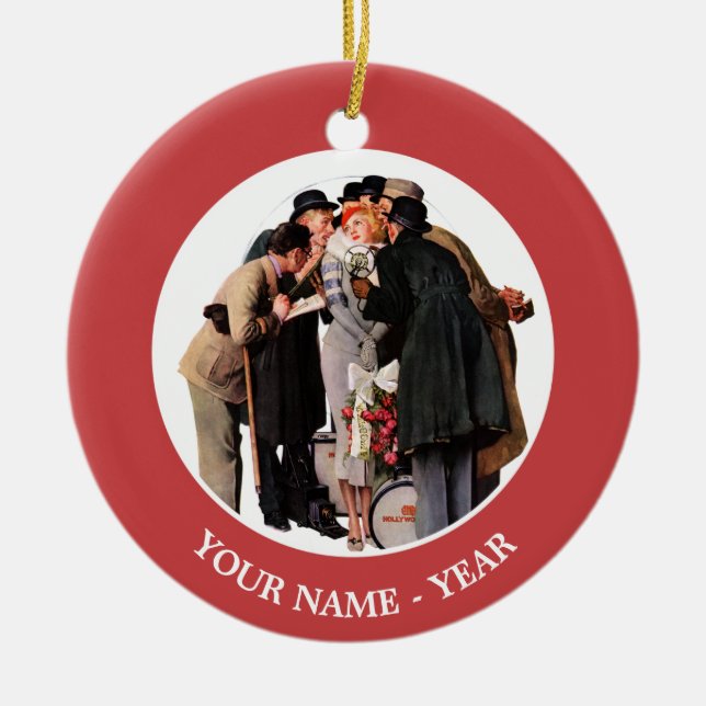 Hollywood Starlet Ceramic Ornament (Front)