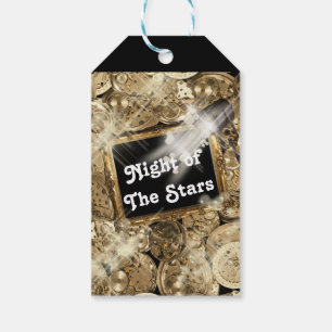 Hollywood stars steampunk gold black gift tags
