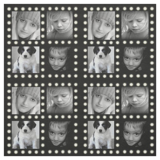 Hollywood Theme Custom Photo Family Collage Fabric (Swatch)