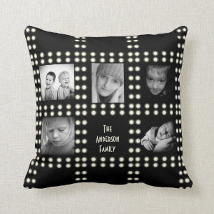 Hollywood Theme Custom Photo Family Name Cushion