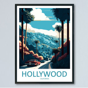 Hollywood Travel Print Wall Art Hollywood Wall Han