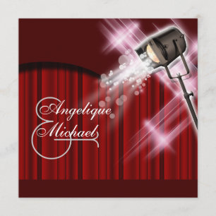 Hollywood wedding red white black invitation